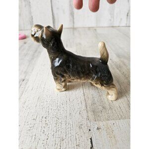 Vintage Schnauzer terrier porcelain statue figurine tan decor